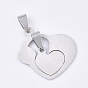 201 Stainless Steel Split Pendants, for Lovers, Heart with Heart, with Word Love, For Valentine's Day