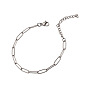 304 Stianless Steel Paperclip Chains, Drawn Elongated Cable Chains Bracelet Making, with Lobster Claw Clasps and Extension Chain