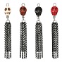 Pendentifs géants en turquoise synthétique teintée pour Halloween, Breloques en forme de crâne avec pompon en chaîne à câble en acier inoxydable noir