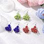 3 Pairs Glass Round Dangle Earrings, Platinum