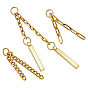 3Pcs 304 Stainless Steel Cable Chains & Curb Chains & Paperclip Chains with Brass Bar Pendants