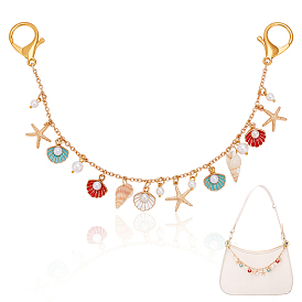 Подвеска-мешок из натуральной ракушки и эмалевого сплава в форме морской звезды, железная сумка, декоративные цепочки, красочный