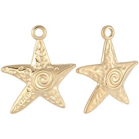 6 шт. 304 подвески из нержавеющей стали, очарование морской звезды, ионное покрытие (ip)