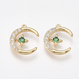 Латунь прелести циркония кубической, луна, без никеля , реальный 18 k позолоченный