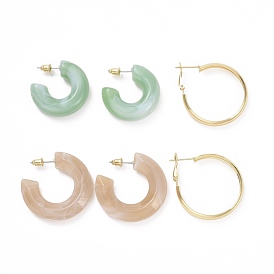 Серьги-гвоздики в форме буквы "c", серьги-кольца из полимера, открытые серьги-кольца для женщин, золотые