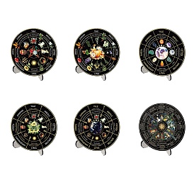 Календарь на деревянном колесе, деревянная витрина, черный держатель подставка, стеллаж для хранения маятников в деревенском стиле, ведьма