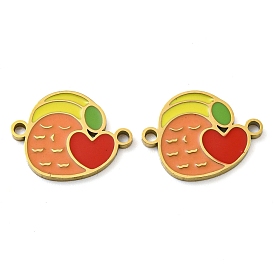 316 Surgical Stainless Steel Enamel Connector Charms, Bird Links with Heart