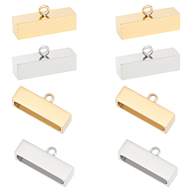 8Pcs 2 Colors 304 Stainless Steel Cord Ends, End Caps, Rectangle