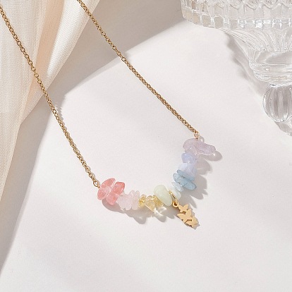 Бусины с драгоценными камнями чакры и 304 подвеска в виде бабочки из нержавеющей стали, ожерелья с цепочкой для женщин, золотые