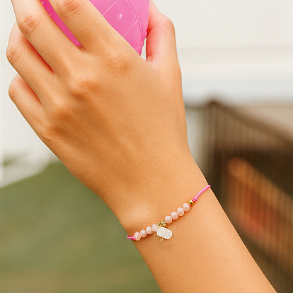 Браслеты из плетеных тканей с подвесками в виде стеклянных сердечек, регулируемые браслеты из латунного шнура с бусинами