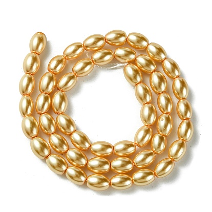 Rice Grade A Glass Pearl Beads Strands, 7~10x4~6mm, Hole: 1mm, about 41~55pcs/strand, 15.7 inch ~16.3 inch