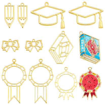 24Pcs 6 Style Alloy Open Back Bezel Pendants, For DIY UV Resin, Epoxy Resin, Pressed Flower Jewelry, Mixed Shapes