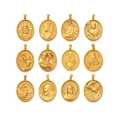 Религия золотистый тон 304 подвески из нержавеющей стали, овальный шарм