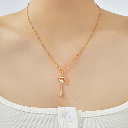 Элегантные латунные ожерелья с подвеской в виде цветка ириса с прозрачным кубическим цирконием, идеально подходит для повседневной носки