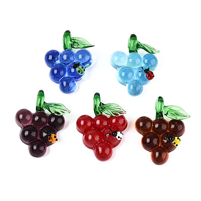 Подвески лэмпворк ручной работы, виноград и божья коровка