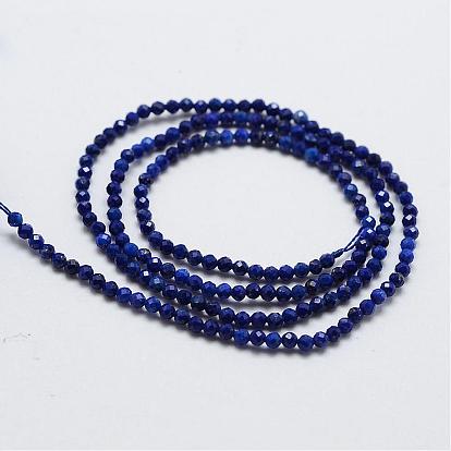 Natural Lapis Lazuli Bead Strands, Round, Faceted, Grade AA