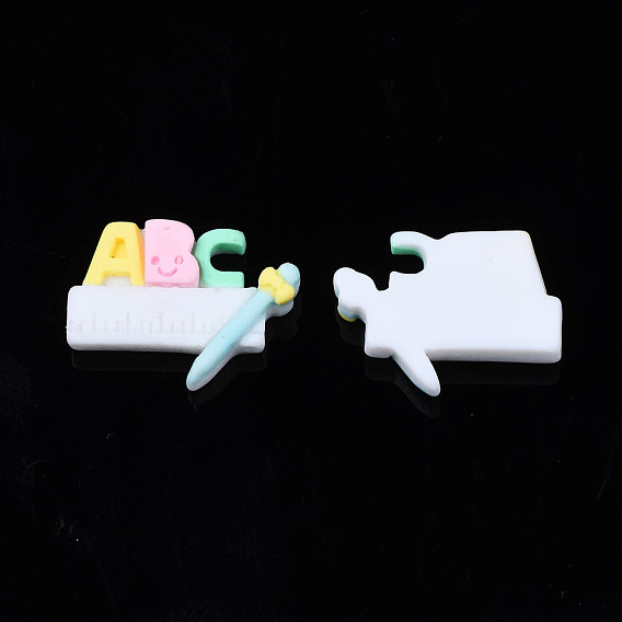 Opaque Resin Cabochons, Study Supplies, Ruler and Pen