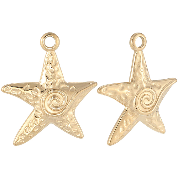 6 шт. 304 подвески из нержавеющей стали, очарование морской звезды, ионное покрытие (ip)