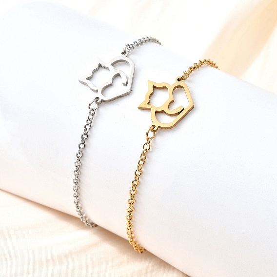 201 браслеты из нержавеющей стали с лисьими звеньями, ювелирные изделия из кабельной цепи для женщин