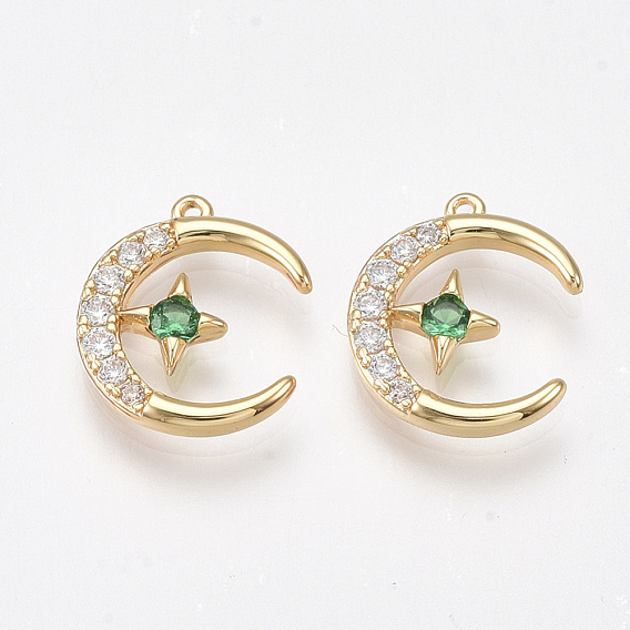 Латунь прелести циркония кубической, луна, без никеля , реальный 18 k позолоченный