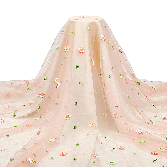 Tissu à fleurs en organza de polyester, pour accessoires de vêtement