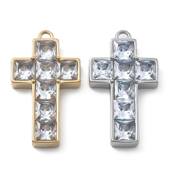 304 микро нержавеющей стали прокладывать Цирконом подвески, крестик, ионное покрытие (ip)