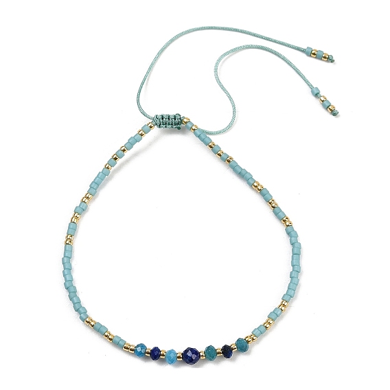 Браслеты из бисера миюки и плетеных бусин из натурального апатита, с нейлоновым шнуром