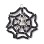 Seed Beads Beaded Charms, Spider Web Pendants, with Alloy Spider