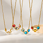 304 Stainless Steel Pave Cubic Zirconia Triple Flat Round Beads Pendant Necklaces, Real 18K Gold Plated