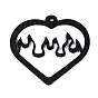 Halloween Theme Imitation Leather Pendant, Heart Charms with Fire