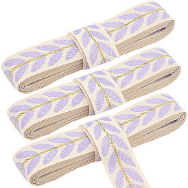 3 ярдов винтажной жаккардовой полиэстерной ленты, лист, плетеная лента с вышивкой