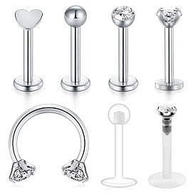 316 хирургическая нержавеющая сталь, хрустальные стразы 17 калиброванные безрезьбовые лабреты, пирсинг украшения для женщин мужчин