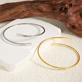 Простые 304 браслеты-манжеты из нержавеющей стали для женщин