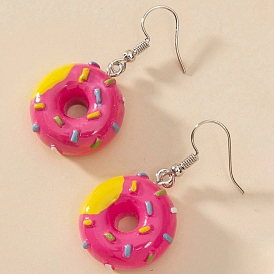 Resin Food Model Dangle Earrings, Jewely for Women, Donut