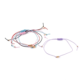 Adjustable Waxed Polyester Cord Braided Bead Bracelets, with Round Rocailles Seed Beads