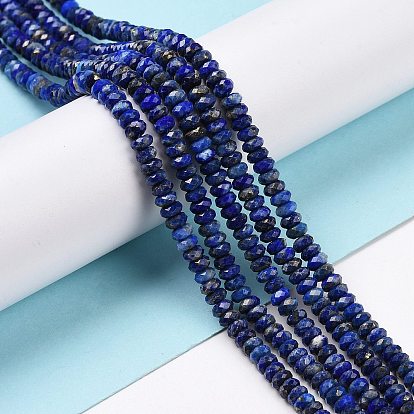 Natural Lapis Lazuli Bead Strands, Faceted, Rondelle