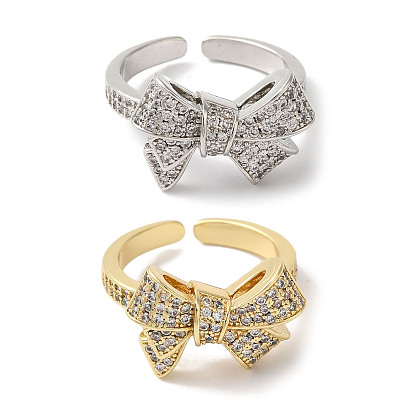 Открытые манжеты из латуни с бантом и микро-паве с прозрачным цирконием для женщин