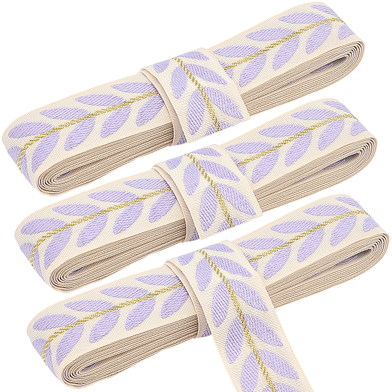 3 ярдов винтажной жаккардовой полиэстерной ленты, лист, плетеная лента с вышивкой