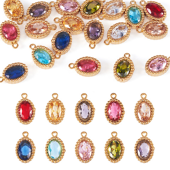 20 шт. 10 цвета 304 подвески из нержавеющей стали с микропаве из кубических цирконий, реальный 18 k позолоченный, овальные амулеты