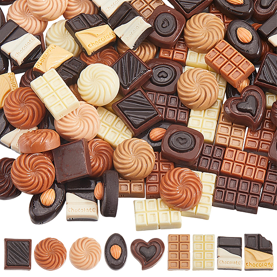 100 шт. 3 стили декодирования кабошонов из смолы, имитация еды, разнообразные