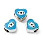 CCB Plastic European Beads, Large Hole Beads, Heart with Evil Eyes