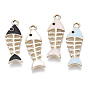 Alloy Pendants, with Enamel, Light Gold, Fishbone