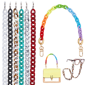 PandaHall Elite 7Pcs 7 Colors Acrylic Chain Purse Bag Handle & Eyeglasses Chains