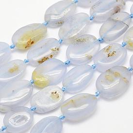 Natural Blue Lace Agate Beads Strands, Oval