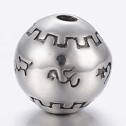 316 Surgical Stainless Steel Beads, Round