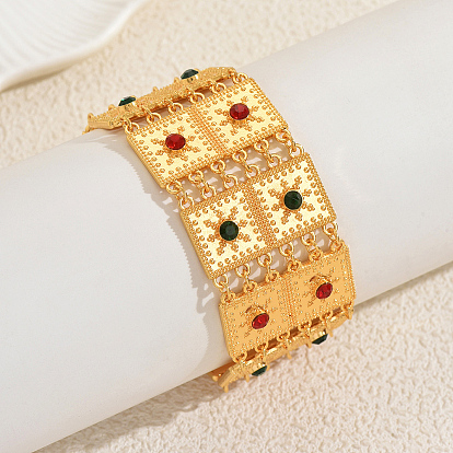 Винтажные многорядные браслеты из сплава с микропаве из кубических цирконий, браслеты с квадратными звеньями для женщин