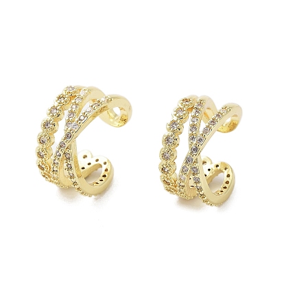 Bague de manchette en laiton plaqué en crémaillère, micro pavé de zircone cubique, sans cadmium et sans plomb, plaqué longue durée
