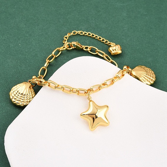 304 женские браслеты с подвесками из нержавеющей стали, морская звезда и форма раковины