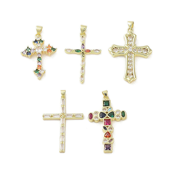 Настоящая позолоченная латунь со стеклянными подвесками, крестик