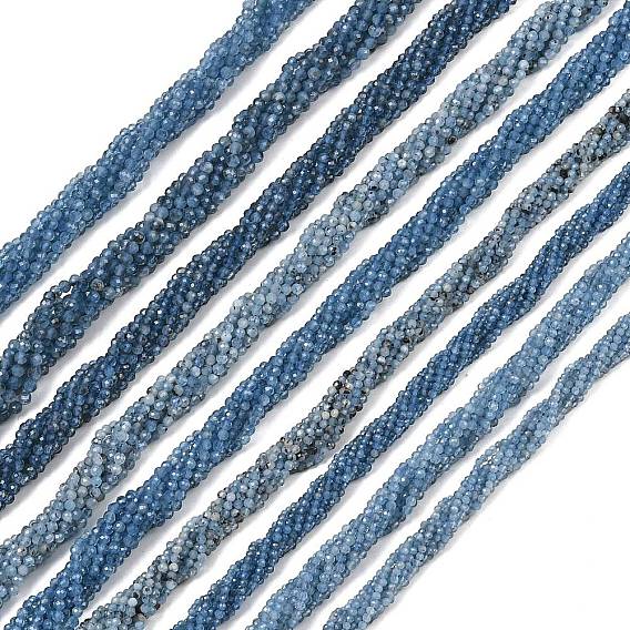 Natural Devil Blue Aquamarine Beads Strands, Faceted, Round